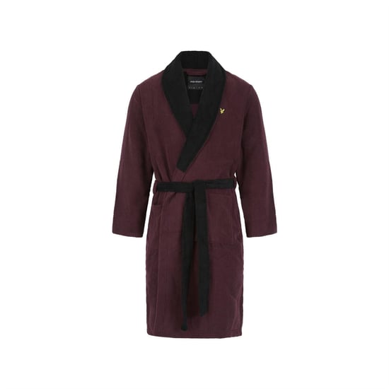 Men's Lyle And Scott Shawl Neck Long Sleeve Robe in Winetasting/Blk - Image 1