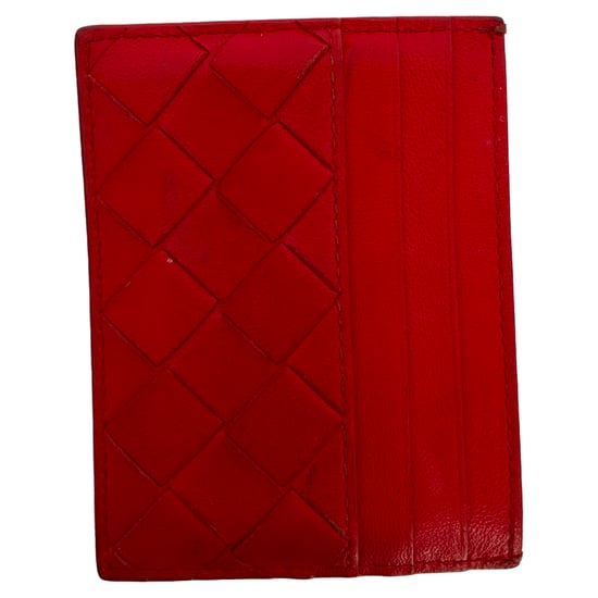 Bottega Veneta Intreciatto Card Holder in Red Leather - Image 1