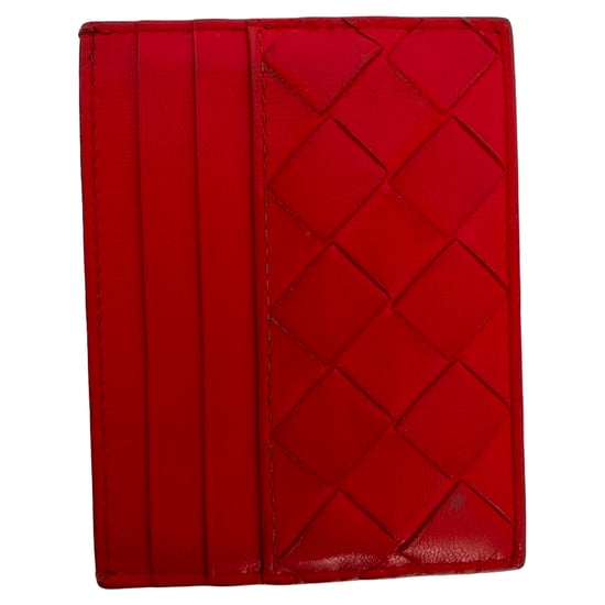 Bottega Veneta Intreciatto Card Holder in Red Leather - Image 2