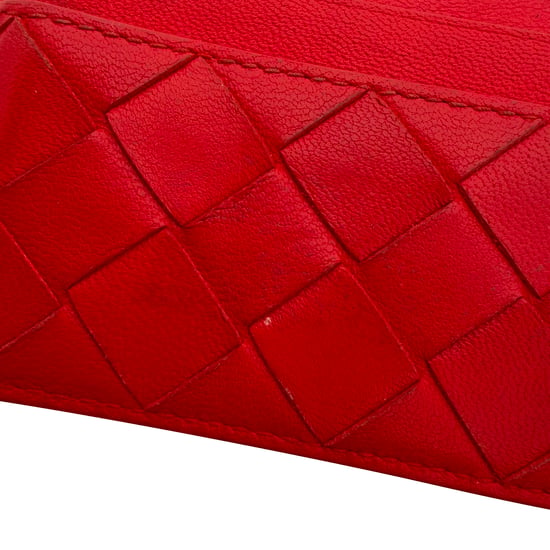 Bottega Veneta Intreciatto Card Holder in Red Leather - Image 3