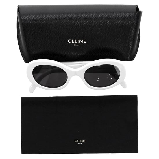 Celine Triomphe CL40194U solglasögon med ovala bågar i vitt acetat - Image 6