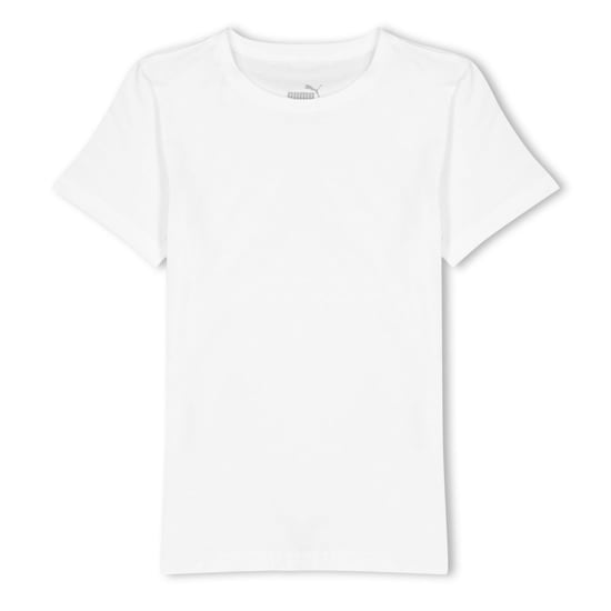 Boys Puma Ts Blank Tee Jr T-Shirt Unisex Kids in Puma White - Image 1