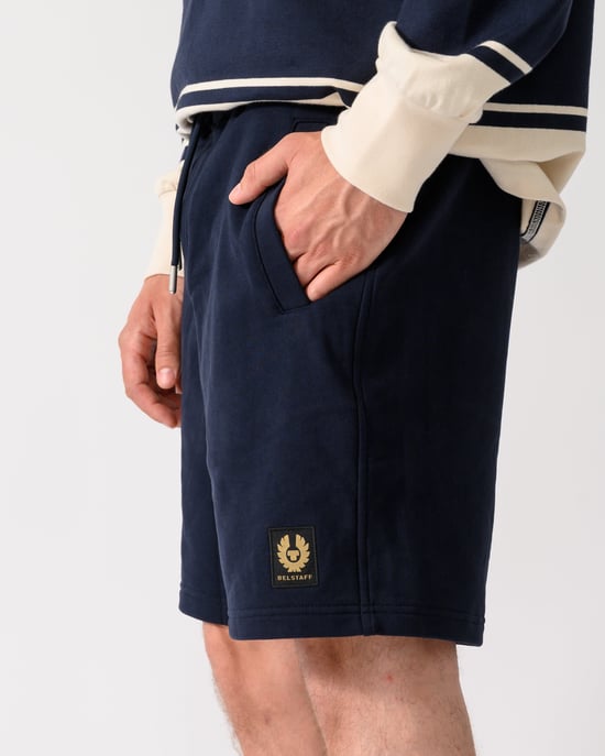 Relaxed Fit Logo Detail Shorts in Dark Navy - Image 4