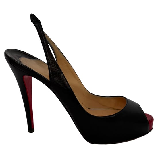 Christian Louboutin No Prive Slingback Pumps in Black Leather - Image 1