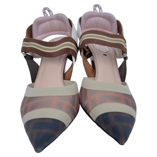 Fendi Mesh Colibri Pumps in Bruin Nylon - Image 3