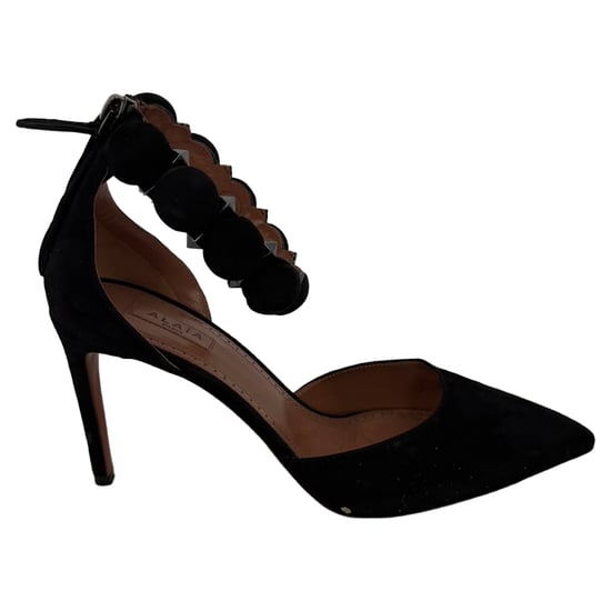 Alaïa Bombe 90 Sandals in Black Suede - Image 1