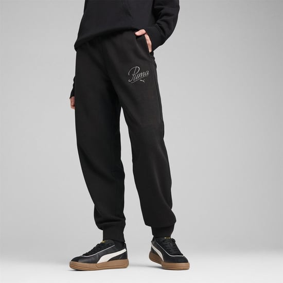 Women's Puma Ess Script Comfort Sweatpants Tr Cl Joggers in Puma Black - Image 3