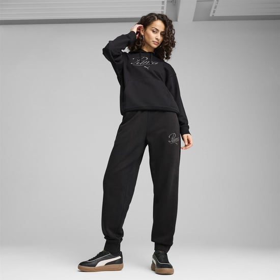 Women's Puma Ess Script Comfort Sweatpants Tr Cl Joggers in Puma Black - Image 5