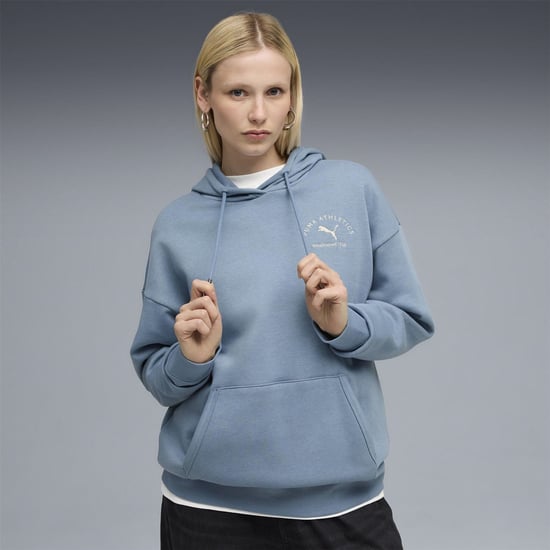 Women's Puma Class Relaxed Overhead Tech Fleece Hoodie in Cool Blue - Image 3