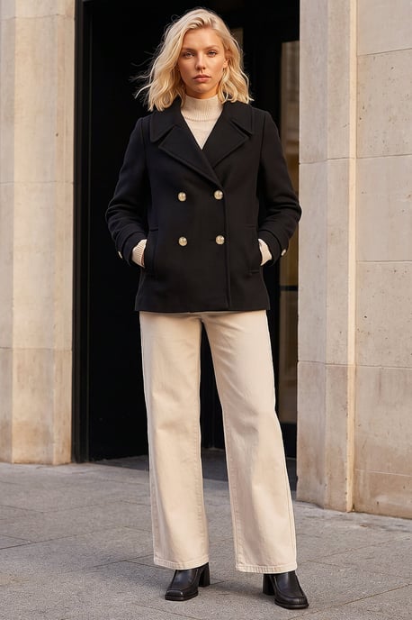 Petite Collar Double Breasted Coat - Image 3