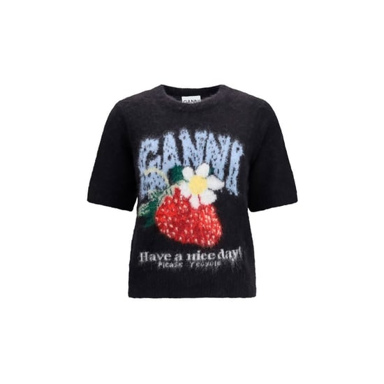 Ganni Black Alpaca Vicugna Pacos T-Shirt - Image 1