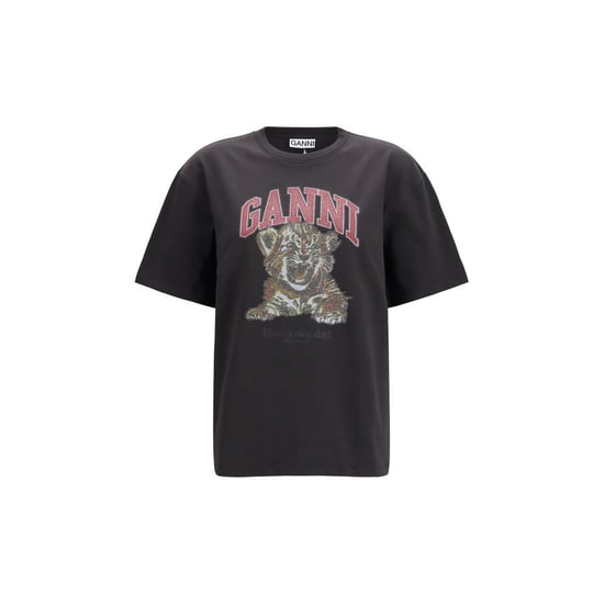 Ganni Black Cotton T-Shirt - Image 1
