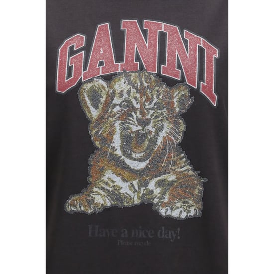 Ganni Black Cotton T-Shirt - Image 3