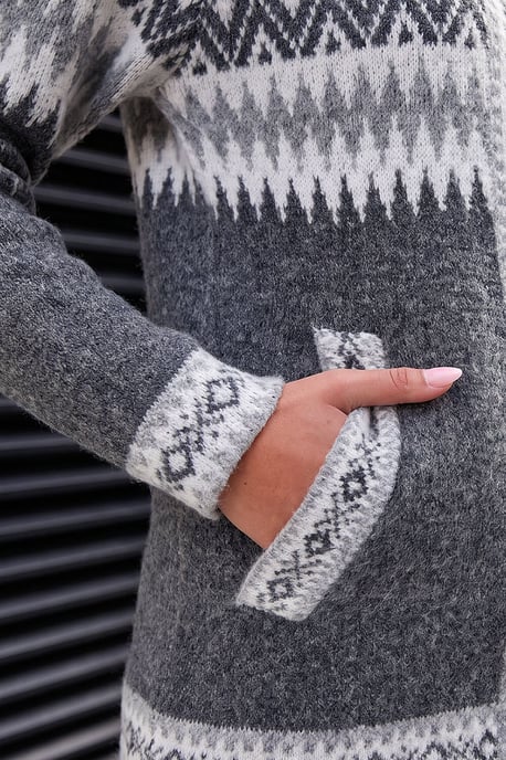 Jacquard Zipped Knit Cardigan - Image 4