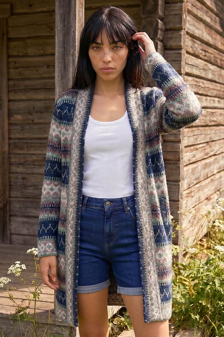 Petite Aztec Longline Cardigan - Image 1