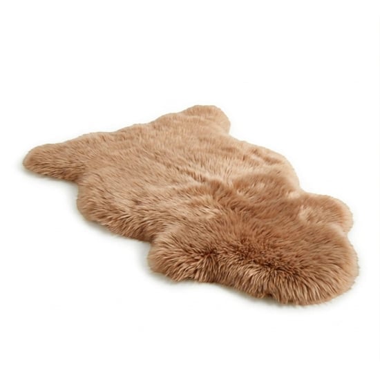 Genuine Toffee Brown Sheepskin Natural Silky Soft Fluffy Real Wool Rug - Image 2