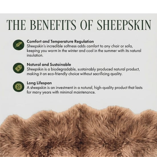 Genuine Toffee Brown Sheepskin Natural Silky Soft Fluffy Real Wool Rug - Image 6