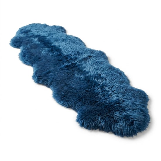 Genuine Sheepskin Diamond Blue Double Natural Fluffy Silky Soft Real Wool Rug - Image 1