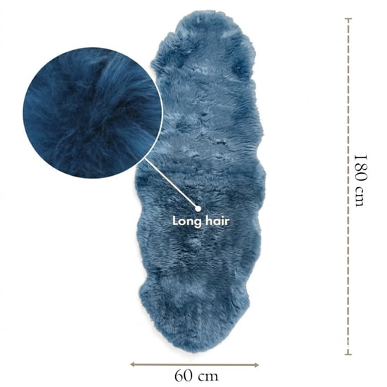 Genuine Sheepskin Diamond Blue Double Natural Fluffy Silky Soft Real Wool Rug - Image 2