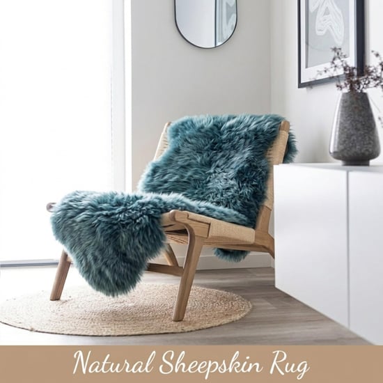 Genuine Sheepskin Diamond Blue Double Natural Fluffy Silky Soft Real Wool Rug - Image 3
