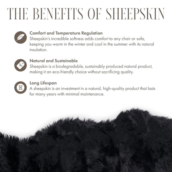 Genuine Sheepskin Black Quad Natural Fluffy Silky Soft Real Wool Rug - Image 6