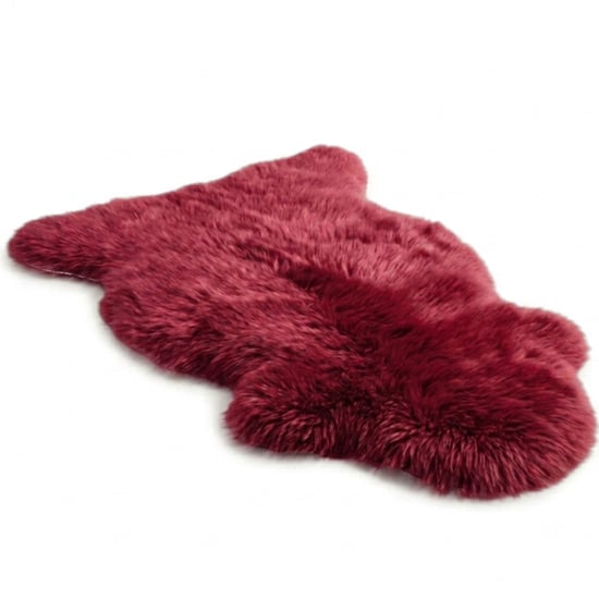 Genuine Red Rose Sheepskin Natural Silky Soft Fluffy Real Wool Rug - Image 1