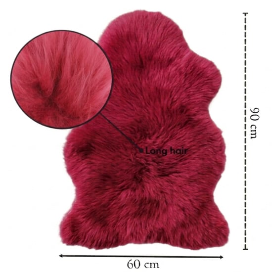 Genuine Red Rose Sheepskin Natural Silky Soft Fluffy Real Wool Rug - Image 2
