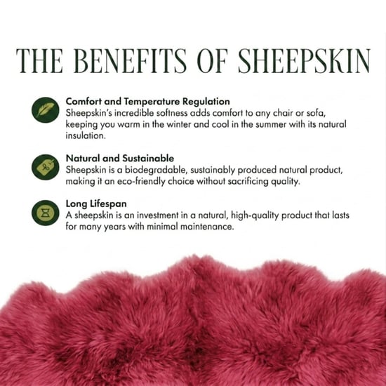Genuine Red Rose Sheepskin Natural Silky Soft Fluffy Real Wool Rug - Image 5