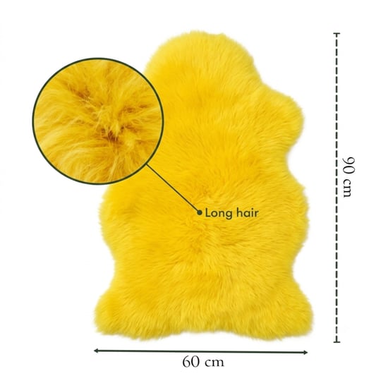 Genuine Bright Yellow Sheepskin Natural Silky Soft Fluffy Real Wool Rug - Image 3