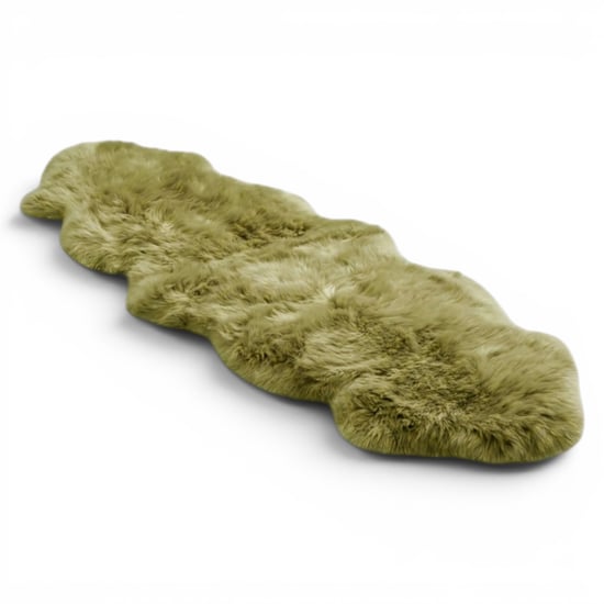 Genuine Sheepskin Green Double Natural Fluffy Silky Soft Real Wool Rug - Image 1