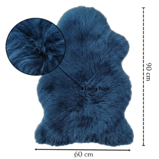 Genuine Diamond Blue Sheepskin Natural Silky Soft Fluffy Real Wool Rug - Image 3