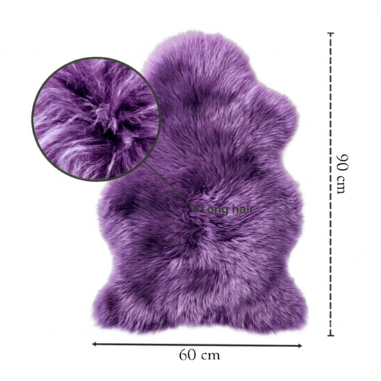 Genuine Bright Violet Sheepskin Natural Silky Soft Fluffy Real Wool Rug - Image 2