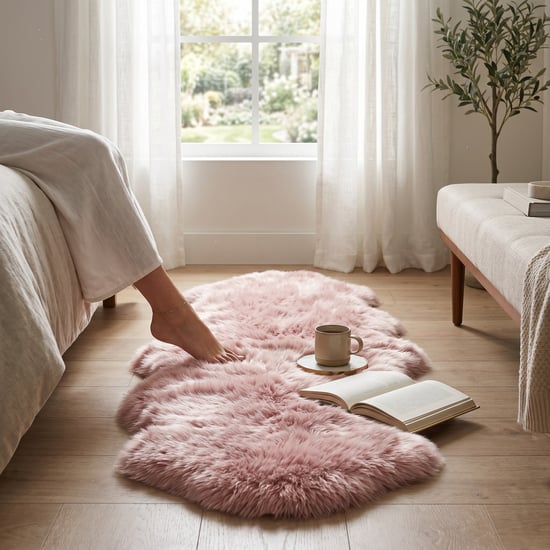 Genuine Sheepskin Rosa Pink Double Natural Fluffy Silky Soft Real Wool Rug - Image 1