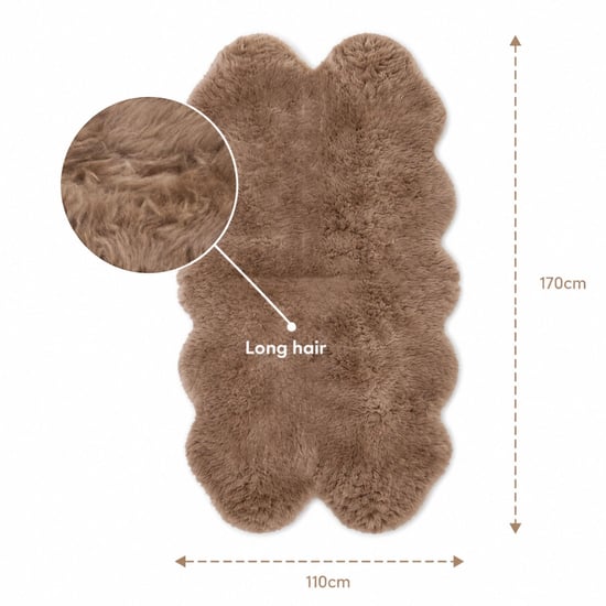 Genuine Sheepskin Mushroom Quad Natural Fluffy Silky Soft Real Wool Rug - Image 3