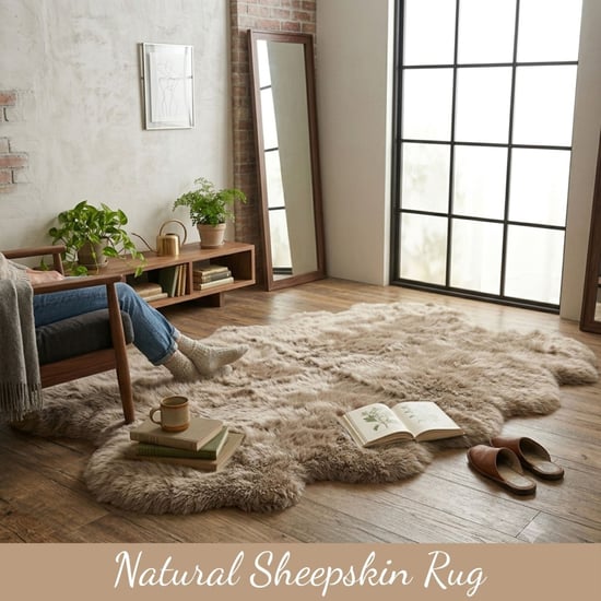 Genuine Sheepskin Mushroom Quad Natural Fluffy Silky Soft Real Wool Rug - Image 4