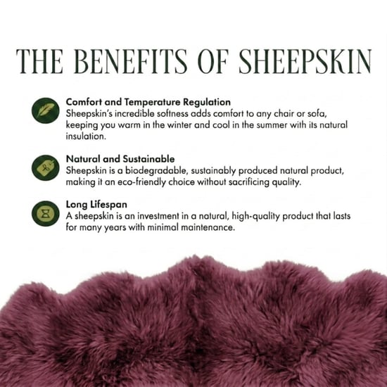 Genuine Burgundy Sheepskin Natural Silky Soft Fluffy Real Wool Rug - Image 6