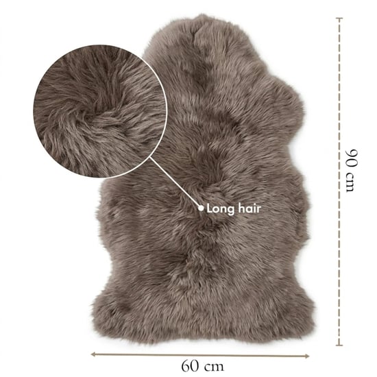 Genuine Taupe Sheepskin Natural Silky Soft Fluffy Real Wool Rug - Image 2