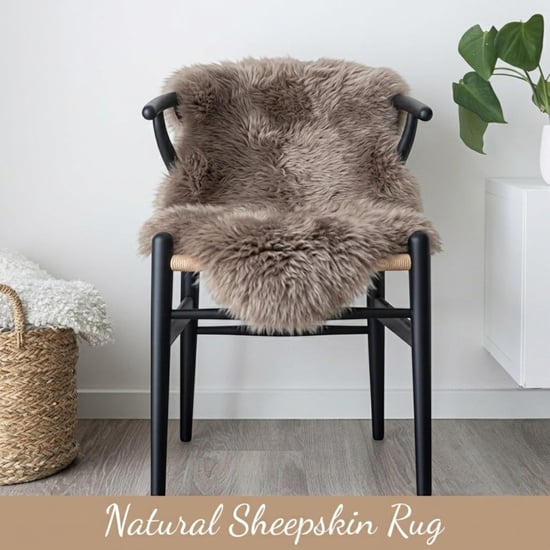 Genuine Taupe Sheepskin Natural Silky Soft Fluffy Real Wool Rug - Image 3
