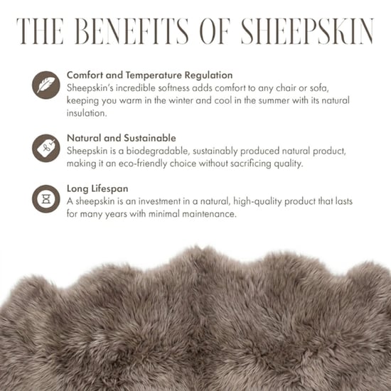 Genuine Taupe Sheepskin Natural Silky Soft Fluffy Real Wool Rug - Image 5