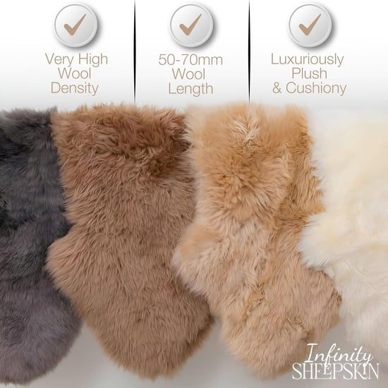 Genuine Taupe Sheepskin Natural Silky Soft Fluffy Real Wool Rug - Image 6