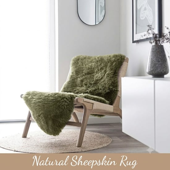 Genuine Sheepskin Green Double Natural Fluffy Silky Soft Real Wool Rug - Image 4