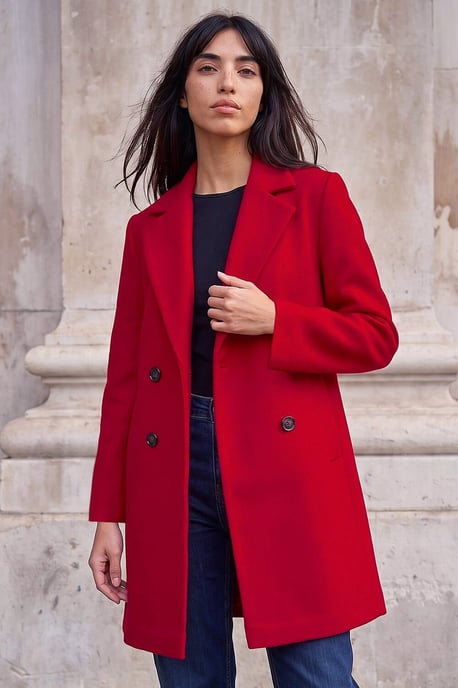 Petite Double Breasted Revere Collar Coat - Image 1
