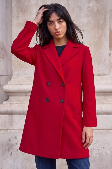 Petite Double Breasted Revere Collar Coat - Image 2