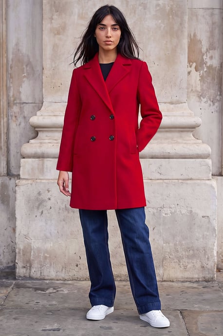 Petite Double Breasted Revere Collar Coat - Image 3