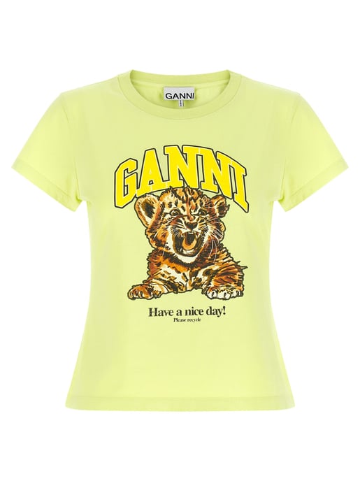 Ganni Bicolor Cotton T-Shirt - Image 1