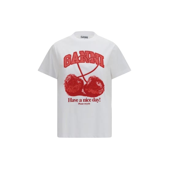 Ganni White Cotton T-Shirt - Image 1