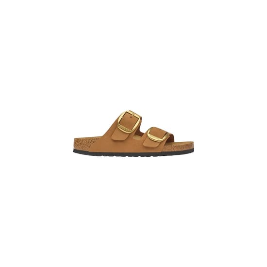 Birkenstock Brown Leather Flat Sandals - Image 1
