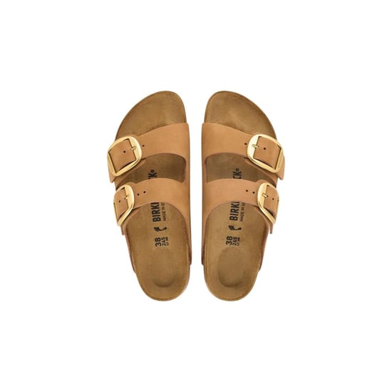 Birkenstock Brown Leather Flat Sandals - Image 2
