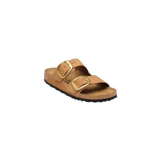 Birkenstock Brown Leather Flat Sandals - Image 3