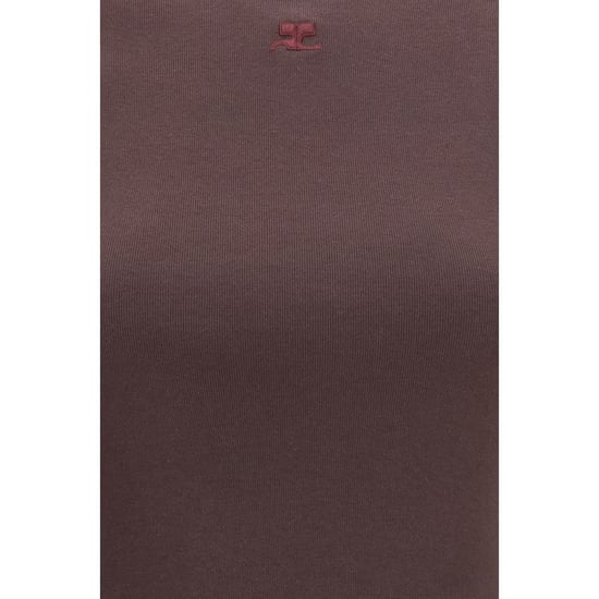 Courrèges Brown Cotton T-Shirt - Image 3